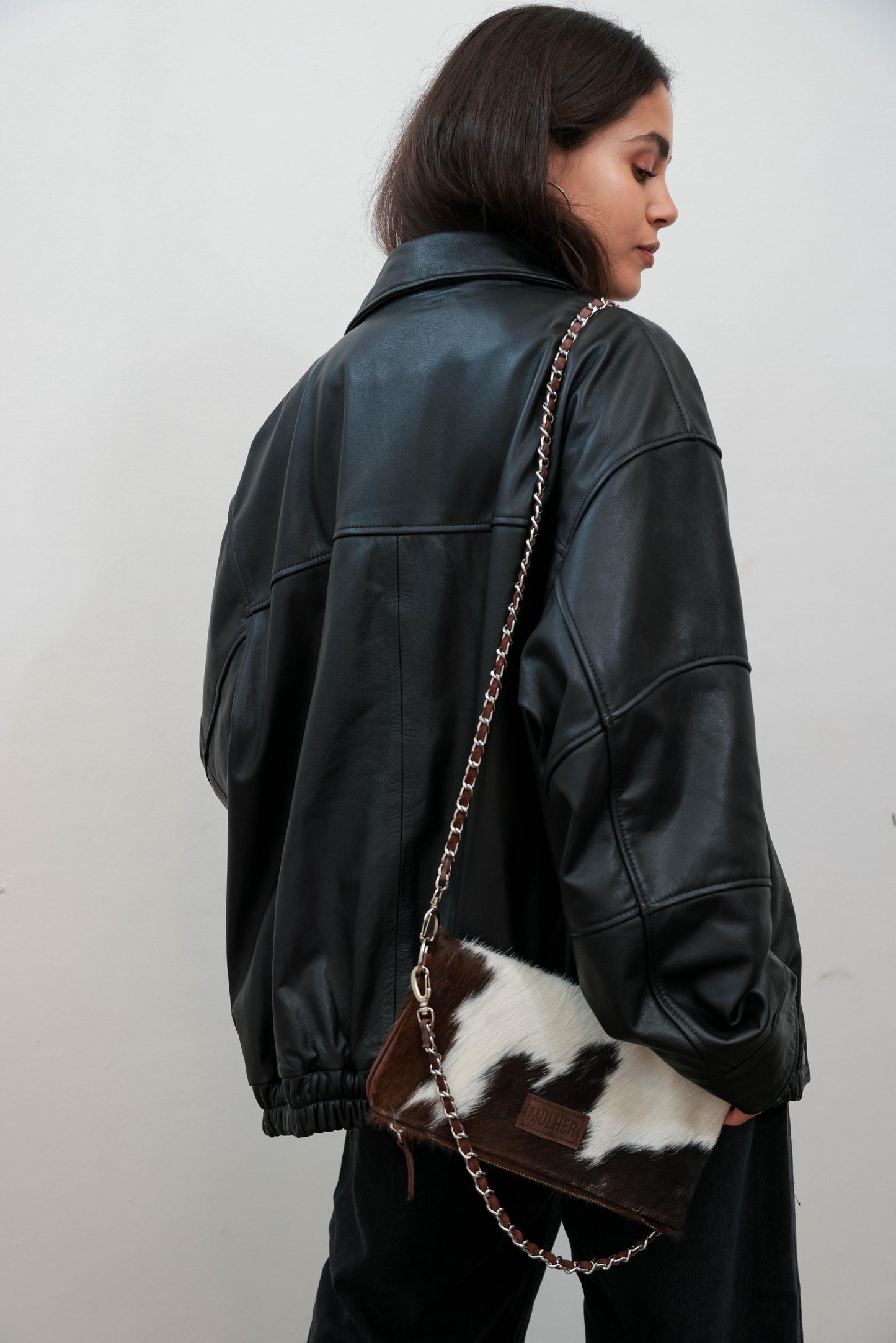 Bandolera OLBIA pelo vaca