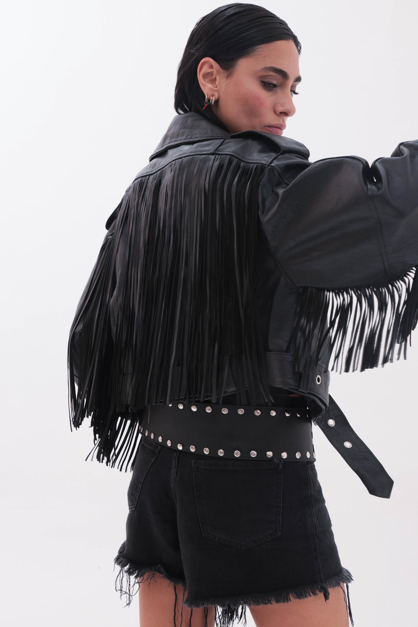 PRE VENTA | Jacket CAM | CON FLECOS CUERO negro