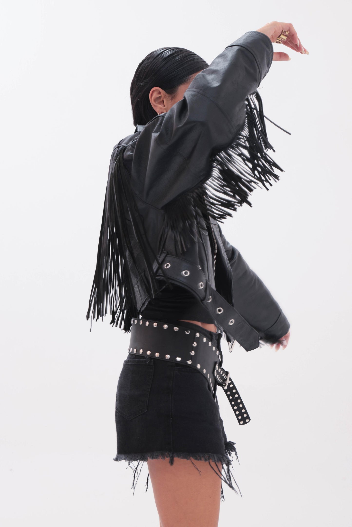 PRE VENTA | Jacket CAM | CON FLECOS CUERO negro