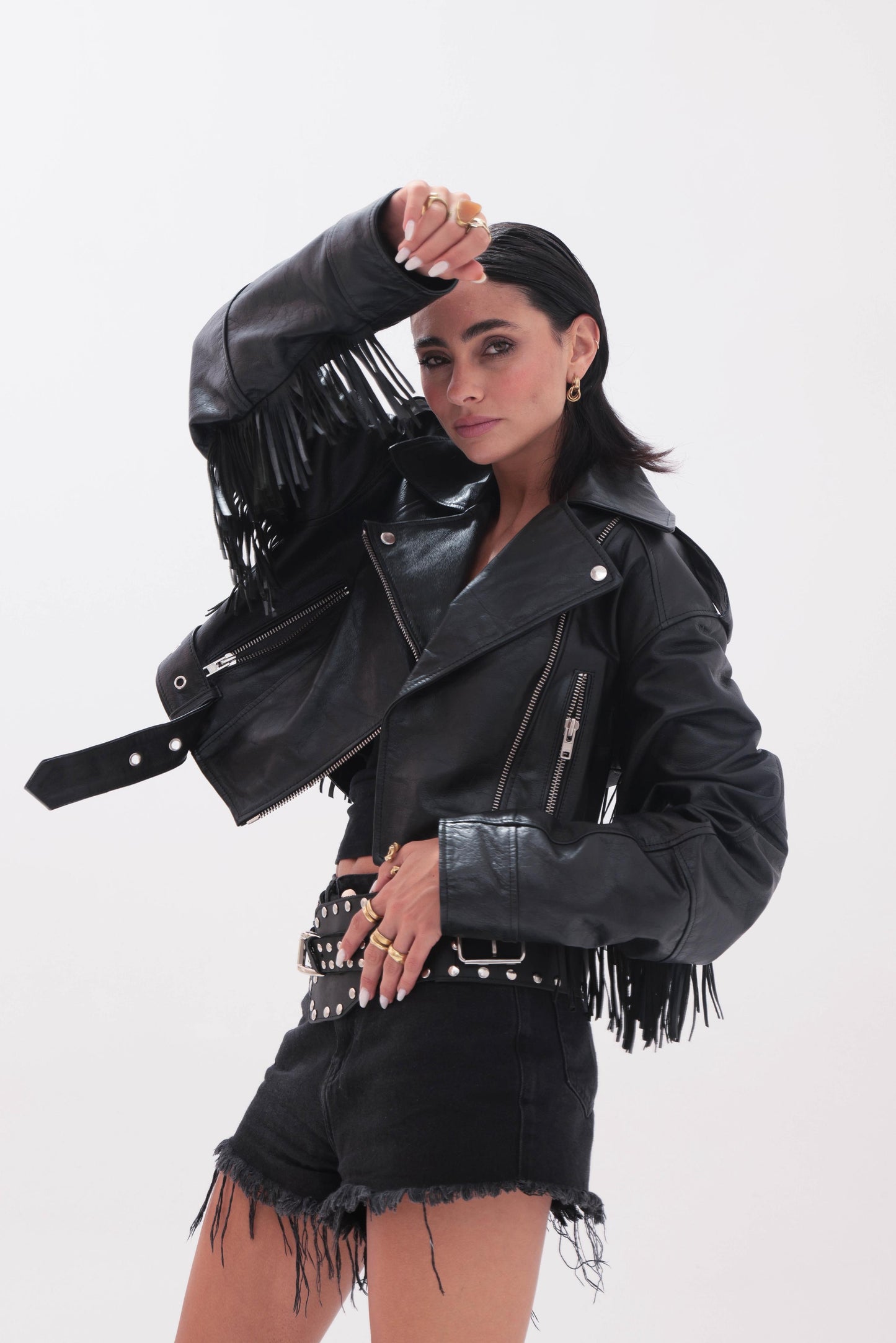 PRE VENTA | Jacket CAM | CON FLECOS CUERO negro