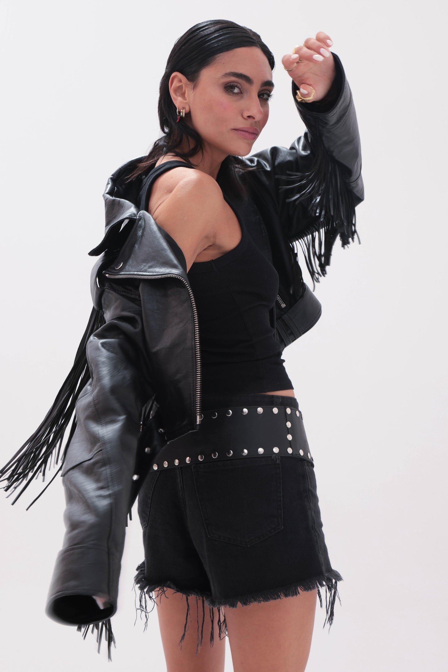 PRE VENTA | Jacket CAM | CON FLECOS CUERO negro