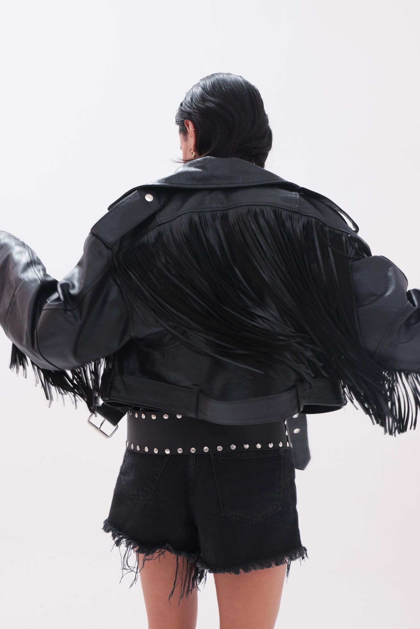 PRE VENTA | Jacket CAM | CON FLECOS CUERO negro